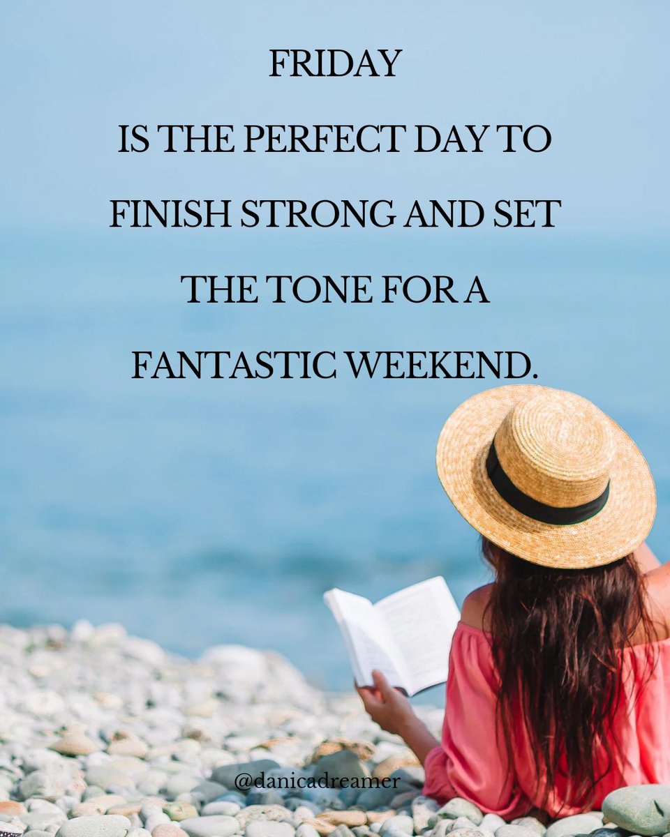 DanicaDreamer's tweet photo. Happy Friday! #FeelGoodFriday #finishstrong #beproudofyourself #patontheback #weekendvibes #relaxationtime #rechargeyoursoul #weekendwellnessgoals #taketimeforyou #danicadreamer https://t.co/qhidzLqoFF