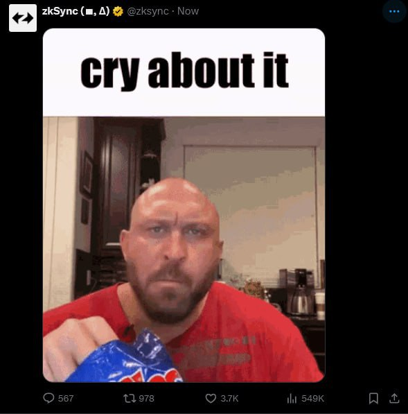 StanisLens's tweet photo. That's very funny, too bad it's a fake
@zksync https://t.co/nZuj6tVKnx