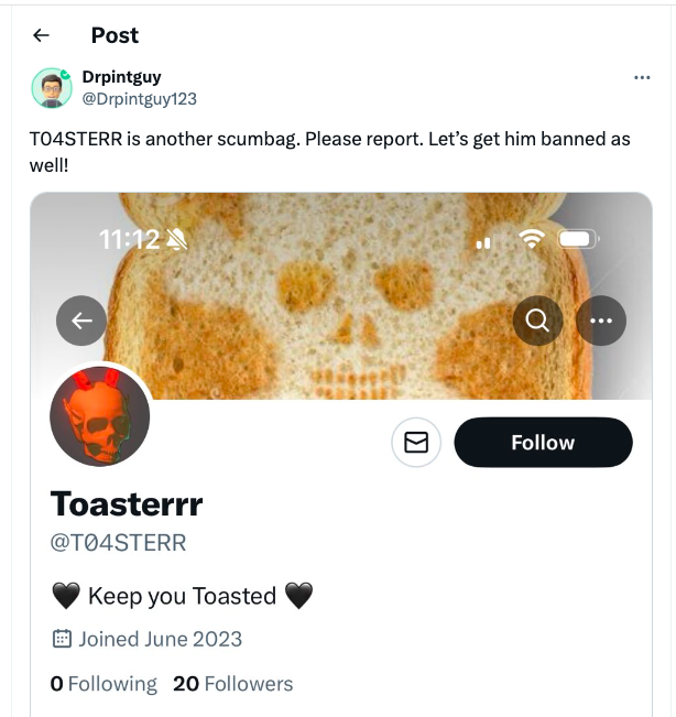 T04STERR's tweet photo. That was a really silly move 😂 @Drpintguy123
☠️☠️☠️
You'll be Toasted my friend 🖤🖤🖤
#buyingcontent #selling_content #KeepYouToasted https://t.co/a8hFTySn2w