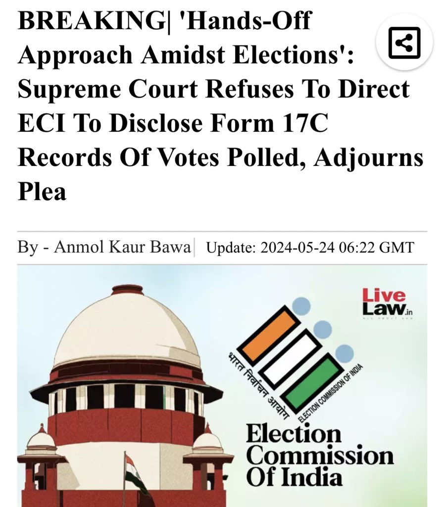 If BJP is confident of 400 PAR why is ECI not disclosing Form 17 C Votes Polled Data. It should be all the more excited to release the data? Why is the Govt not interested to know how many votes are polled if they confident of their victory? #ECI