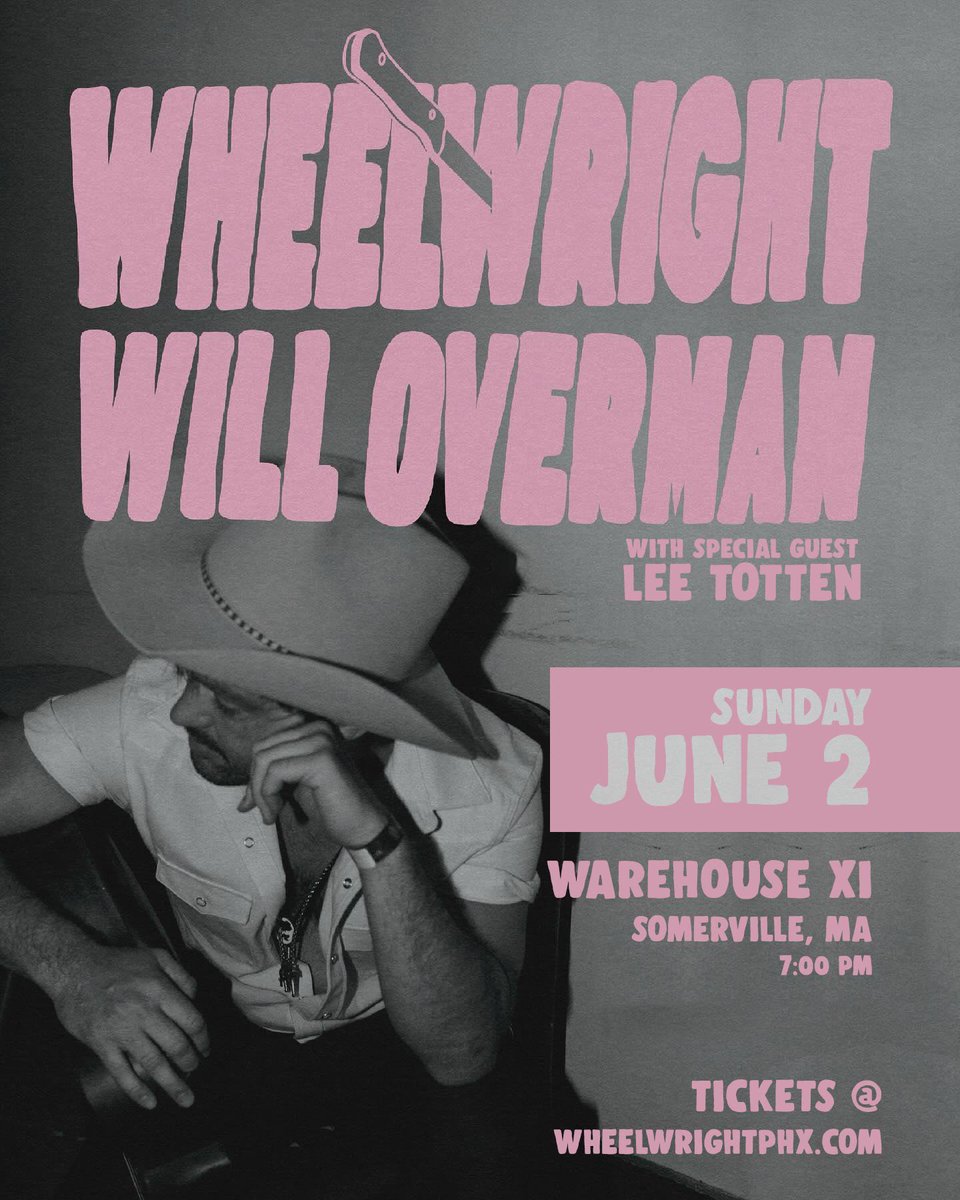 Lee Totten (@thejagerguy) on Twitter photo Boston! I’ll be playing in Somerville on Sunday June 2 <a href="/WarehouseXI/">Warehouse XI</a> - don’t sleep on tickets to this one! <a href="/wheelwrightphx/">Wheelwright</a> is one of the best live acts I know and <a href="/WillOverman1/">Will Overman</a> is an incredible writer and performer. Get your tickets at wheelwrightphx.com before they are gone! Boston! I’ll be playing in Somerville on Sunday June 2 <a href="/WarehouseXI/">Warehouse XI</a> - don’t sleep on tickets to this one! <a href="/wheelwrightphx/">Wheelwright</a> is one of the best live acts I know and <a href="/WillOverman1/">Will Overman</a> is an incredible writer and performer. Get your tickets at wheelwrightphx.com before they are gone!