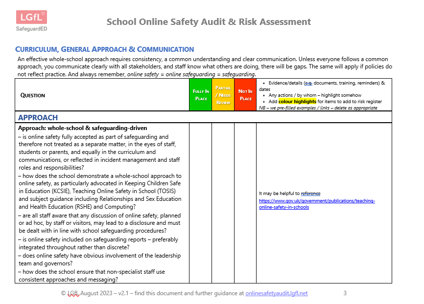 Planning your annual review of #OnlineSafety including filtering & monitoring? ➡️Download & use our FREE Audit tool ✅ As mentioned in #KCSIE 🔗onlinesafetyaudit.lgfl.net @LGfL @LGfLIncludED @johnjackson1066