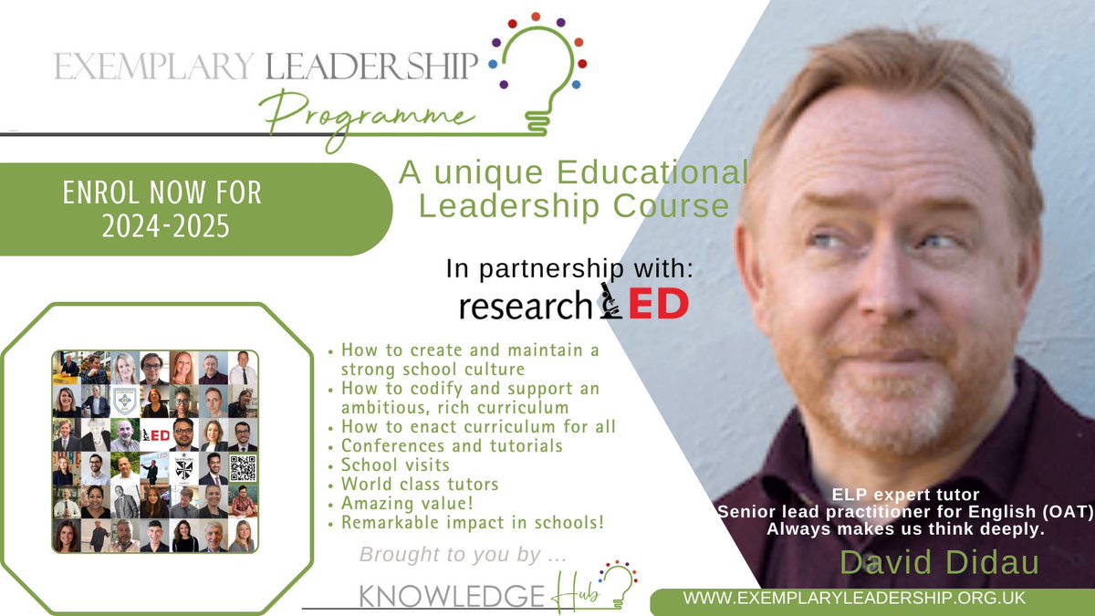 The leadership responsibility to create the conditions for teachers to thrive.
exemplaryleadership.org.uk
@DavidDidau 
#leaders #schoolleaders #teachers #transforminglives #cpd