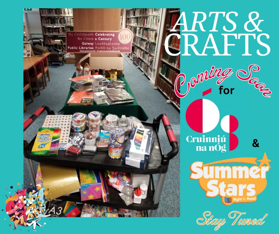 Keep an eye out for all the fun Arts & Crafts activities we have in store this Summer in your local Galway Library🥰🎨 #GalwayLibraries100 #Cruinniunanog #SummerStars @GalwayCoCo @GalwayCityCo