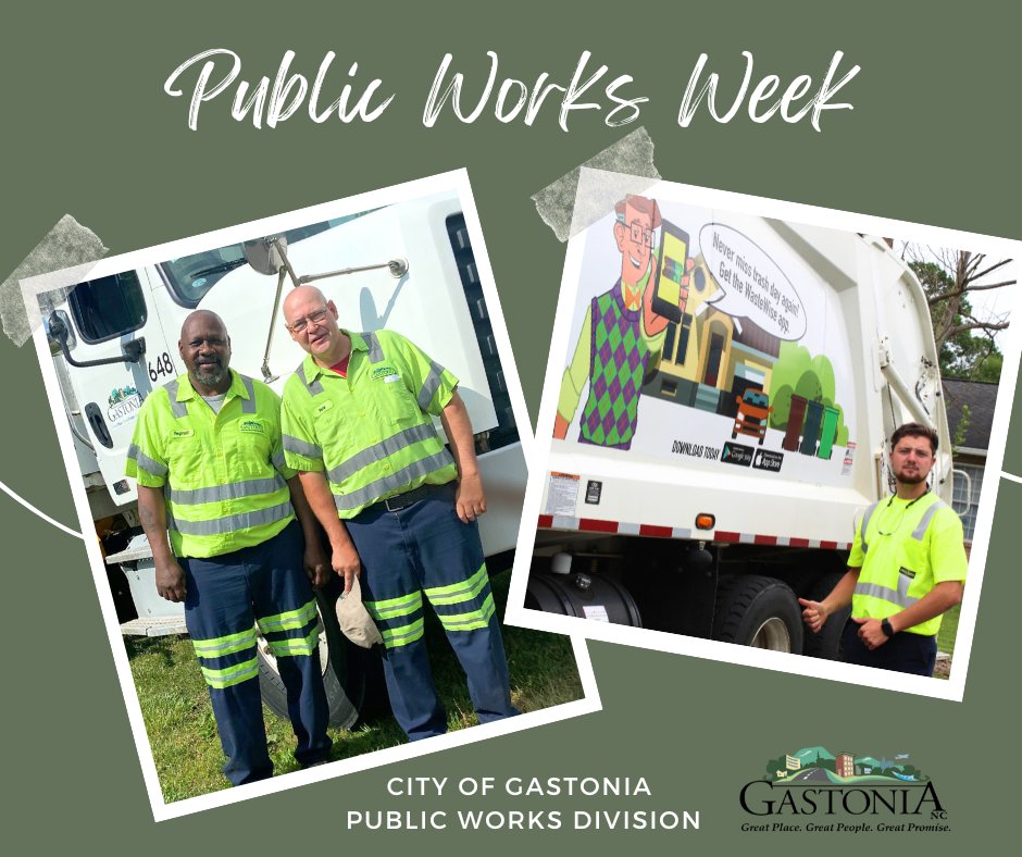 🚧🌟 Wrapping up Public Works Week, we want to give a huge shoutout to our incredible Public Works Division here at City of Gastonia! You've shown dedication and hard work that keeps our city running smoothly. Thank you for all you do! 🙌💪 #GreatPlace #GreatPeople #GreatPromise