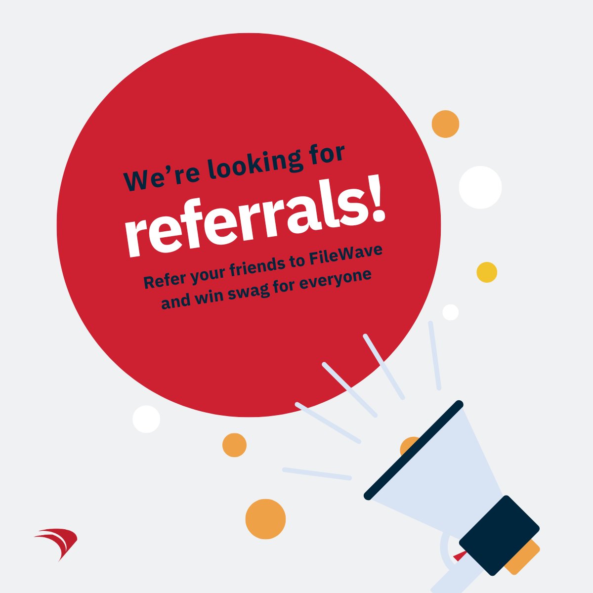 We're thrilled to introduce our new referral program! If you're a FileWave customer and know a colleague who could benefit from our solution, refer them today and get exclusive swag for everyone! 🎁  hubs.ly/Q02ykgmZ0