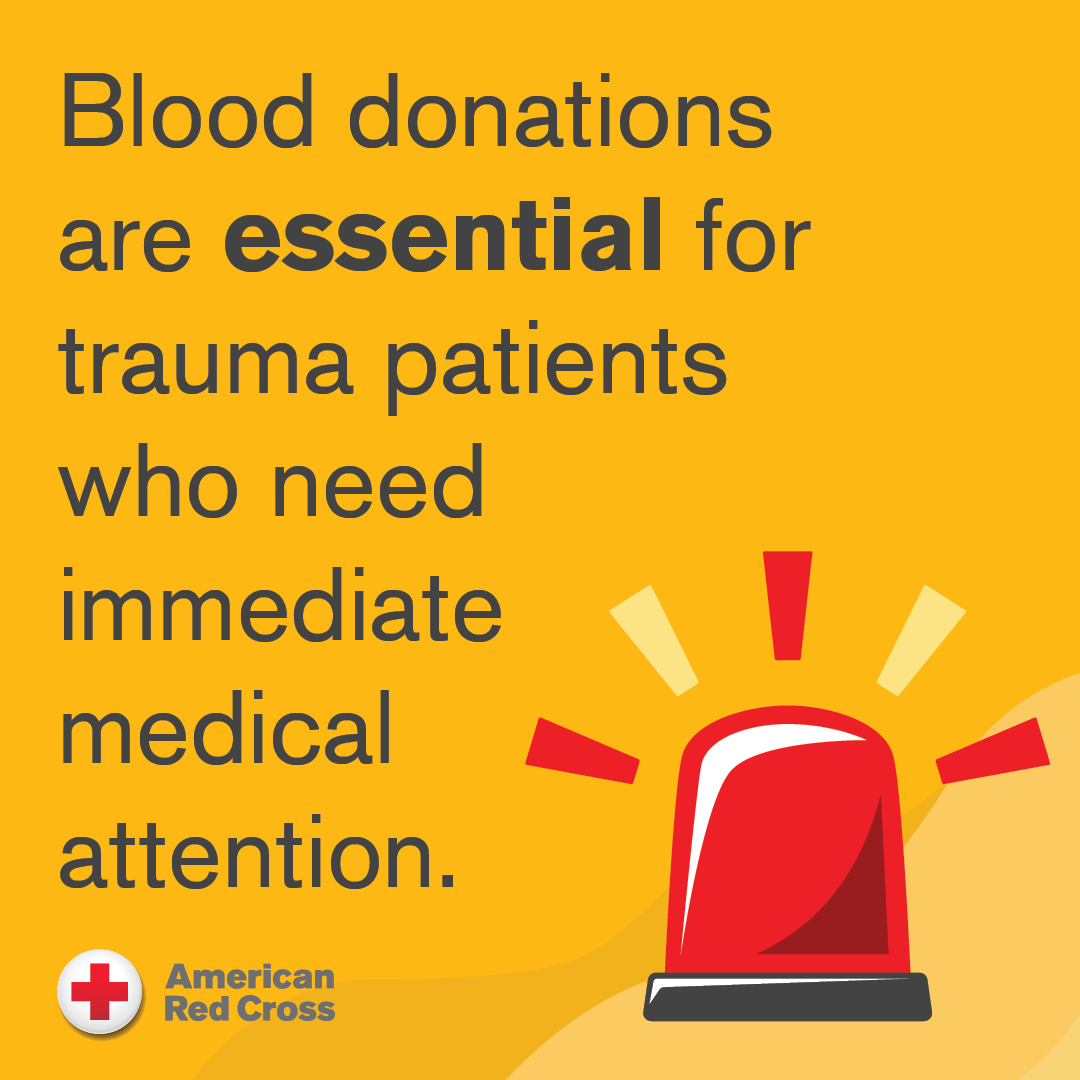 CTRedCross's tweet photo. Did you know May is National Trauma Awareness Month? Many trauma victims rely on donated blood or platelets to replenish what they may have lost. That's why it's important to have blood available when it's needed. Sign up to donate blood at https://t.co/0L1LRKrXgu https://t.co/pUfBKaDnps