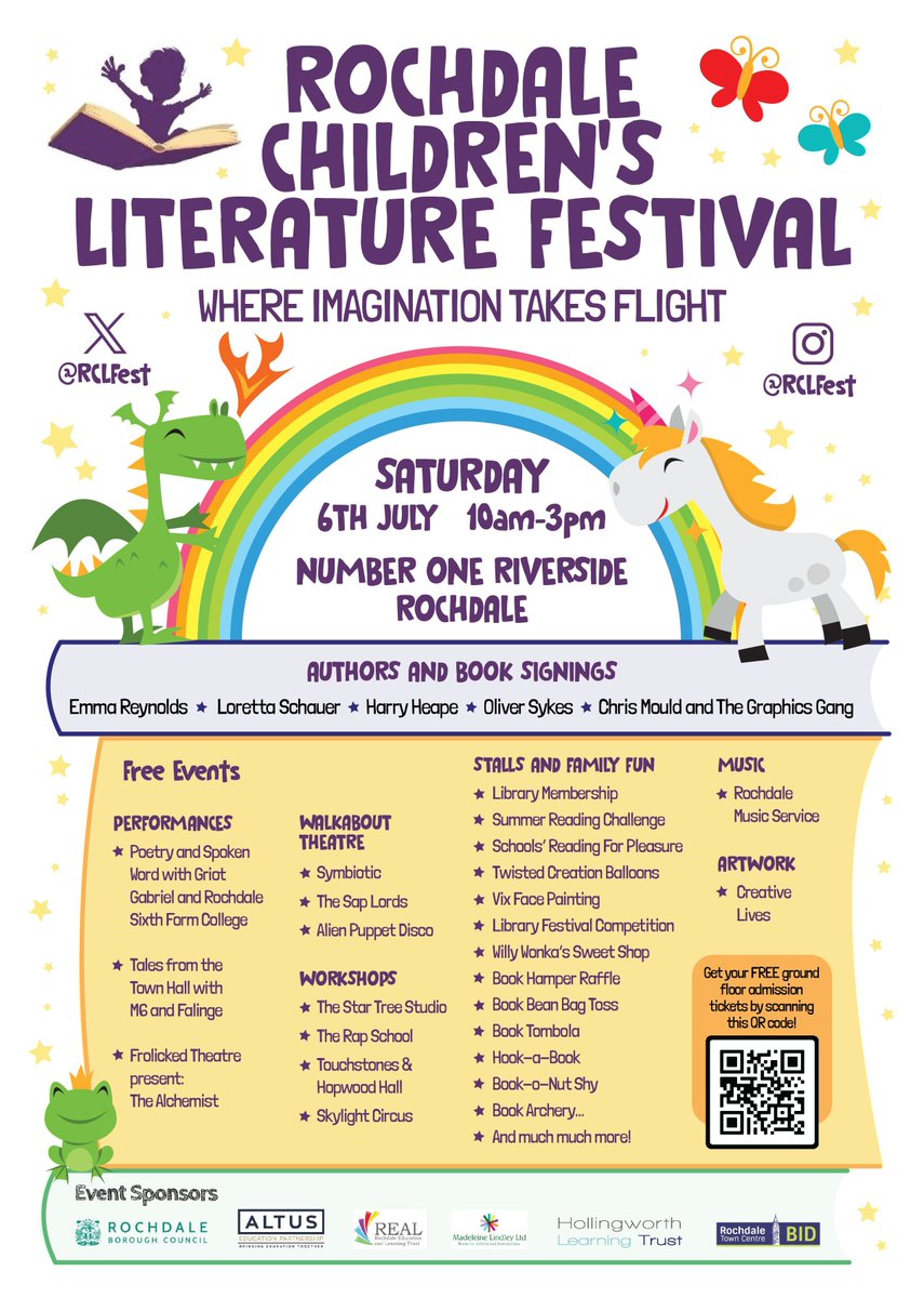 RCLF will host authors, illustrators, and poets for a day of reading celebration! The event will include free workshops, performances, music, book signings, funfair stalls, and surprise appearances. Attendees can sign up for the library service and the Summer Reading Challenge.