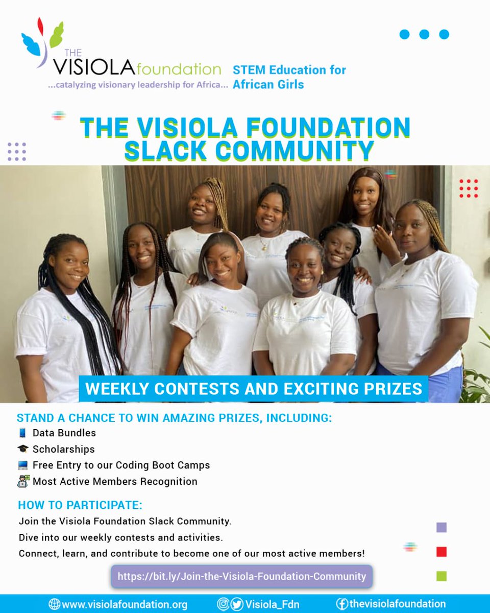Calling all African women in tech! 🌟 Join the Visiola Foundation Slack channel for support, networking, and growth. Whether you're experienced or just starting, this community is for you: bit.ly/Join-the-Visio… #VisiolaFoundation #WomeninTech #TechCommunity
