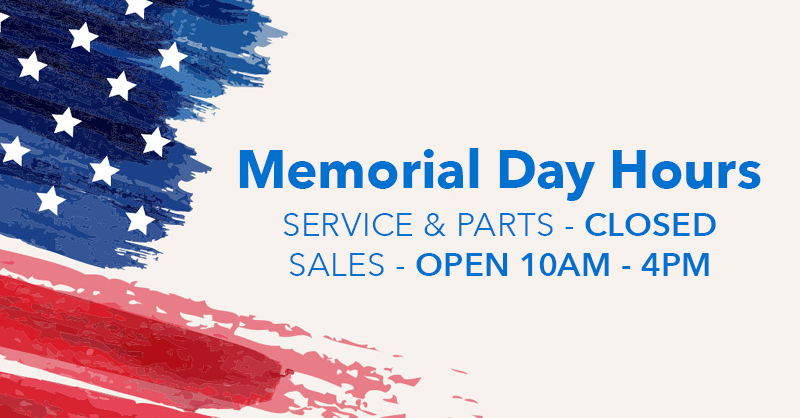 This Memorial Day, we remember and honor. Our sales department will be open from 10 AM to 4 PM for any needs you may have, while service and parts will be closed. 🇺🇸