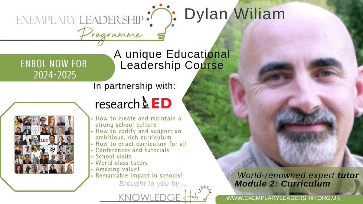 exemplaryleadership.org.uk
@dylanwiliam 
#leaders #schoolleaders #teachers #transforminglives #cpd