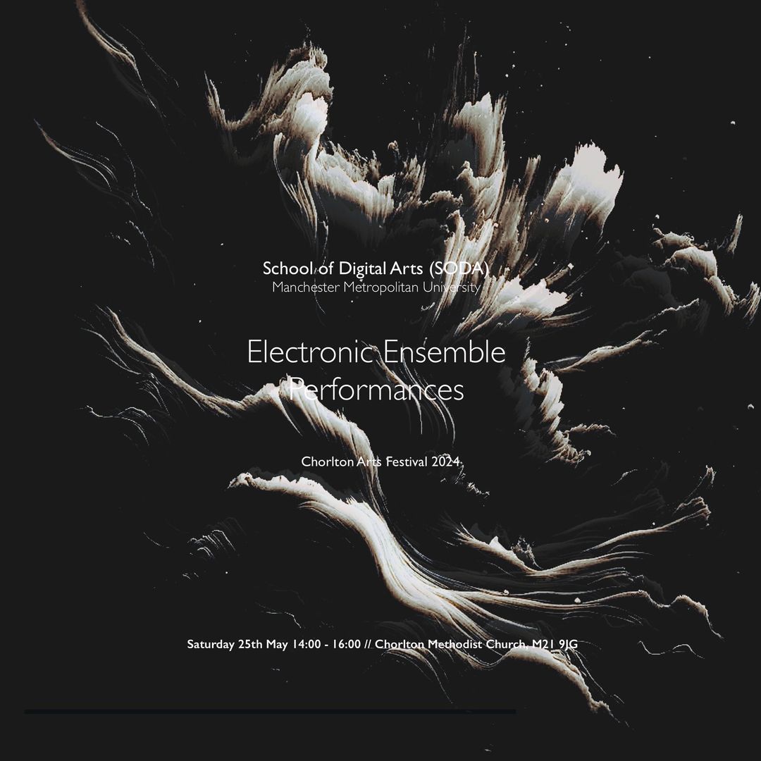 If you're in or around Chorlton in Manchester tomorrow, our very own <a href="/highpeakrecs/">High Peak Recordings</a> will be part of the MMU School of digital arts Electronic Ensemble performances - from 2pm at Chorlton Methodist Church. Details here:
chorltonartsfestival.org/events/mmu-sod…