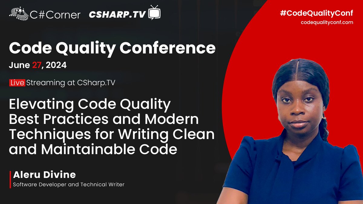We are excited to announce our 1st speaker for #CodeQualityConf - 2024! Join Aleru Divine, as she reveals the secrets to writing clean and maintainable code.

To know more visit: codequalityconf.com

 #CodeQuality #publicspeaking #Developers #TechTalk #Coding #WomeninTech