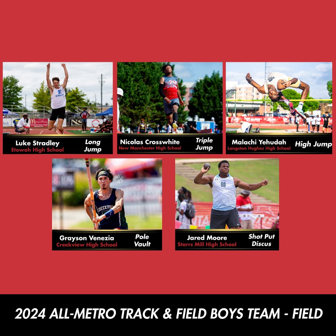 Voting is now open for the 2024 Male Track & Field Athletes of the Year at this year’s All-Metro Track & Field Awards ‼️ Vote for one male track and one male field athlete until May 27 at 11:59 p.m. at bit.ly/3yFSmER