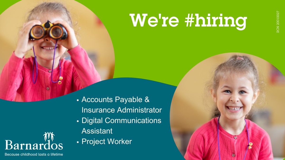 Happy Friday! We're #hiring. 💚 Accounts Payable & Insurance Administrator 💚 Digital Communications Assistant 💚 Project Worker 💚 And More! Apply Today 👇 barnardos.ie/about-us/caree… #ChildhoodLastsALifetime