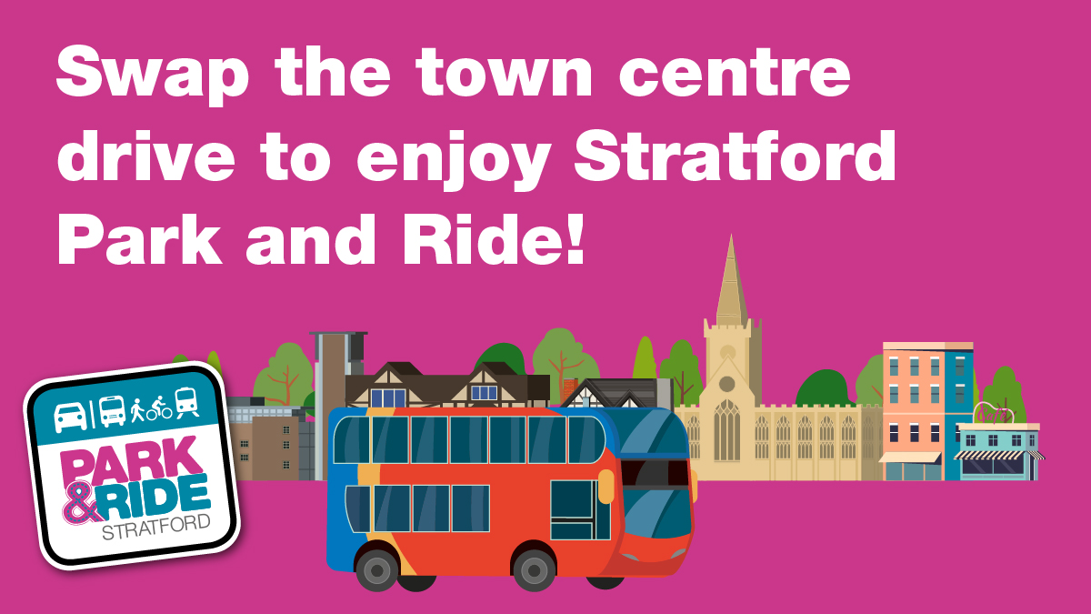 Enjoy a visit to Stratford-upon-Avon this half-term by using the Stratford Park and Ride bus service. Buses are running 7 days a week, Monday to Saturday 7:30am – 6:28pm, and on Sundays from 10am – 6:55pm. Read more: warwickshire.gov.uk/stratfordparka…