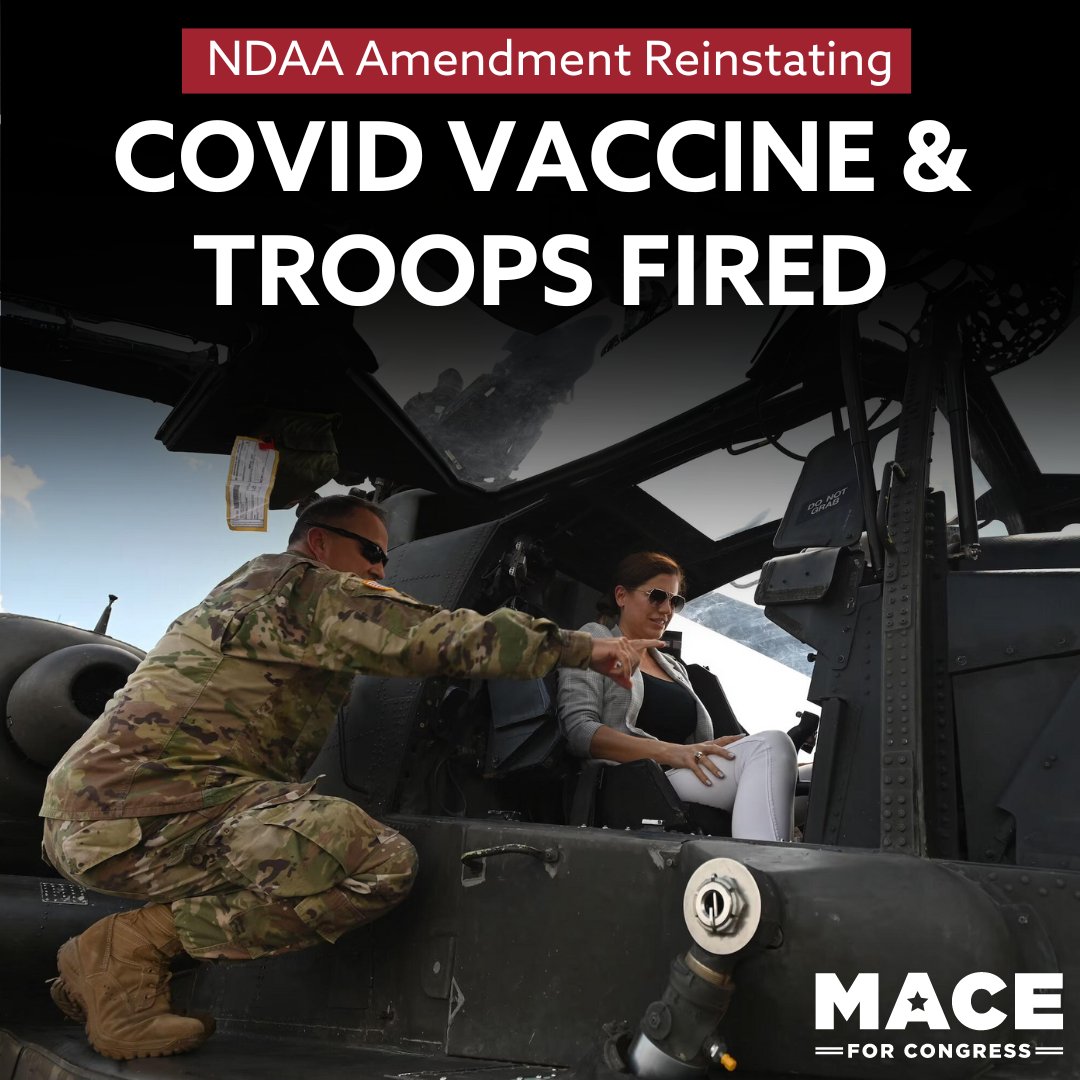 One of our amendments that passed in the NDAA requires the Dept. of Defense to start reinstating troops fired for not receiving the covid vaccine. They should have never been fired in the first place. #LowcountryFirst