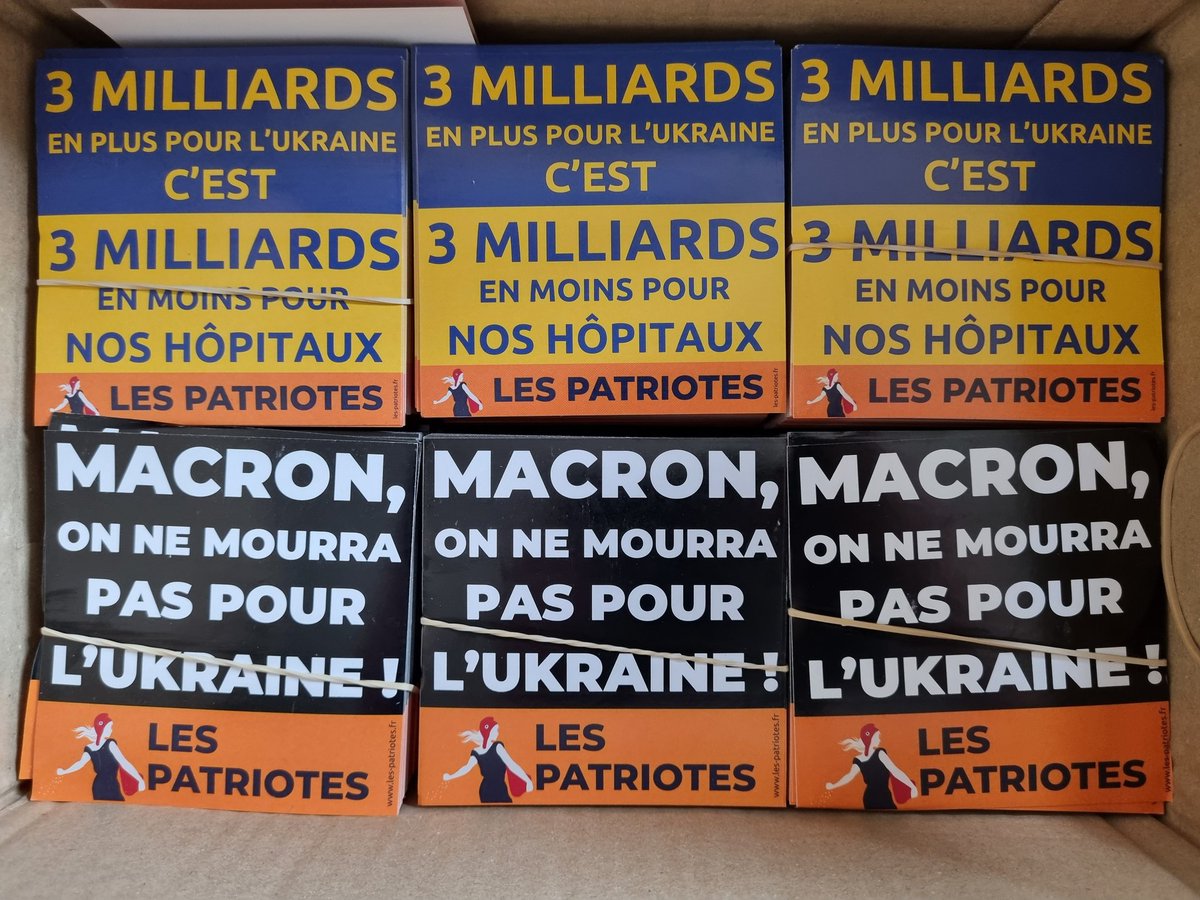 Des milliers d'autocollants reçus. Nouvelle distribution du matériel militant dès demain au Havre. #Macron #Ukraine #Frexit #LEuropeÇaSuffit !