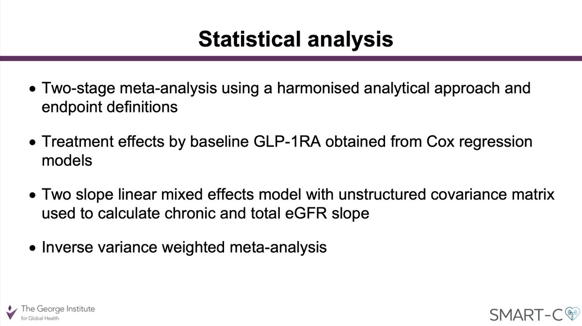 Hot on the heels of FLOW: What are the effects of SGLT2i on clinical outcomes with and without GLP-1RA? 🧵 Over 3,000 patients receiving GLP-1RA at baseline in SGLT2i Trialists' Consortium (SMART-C) #ERA24 @ERAkidney