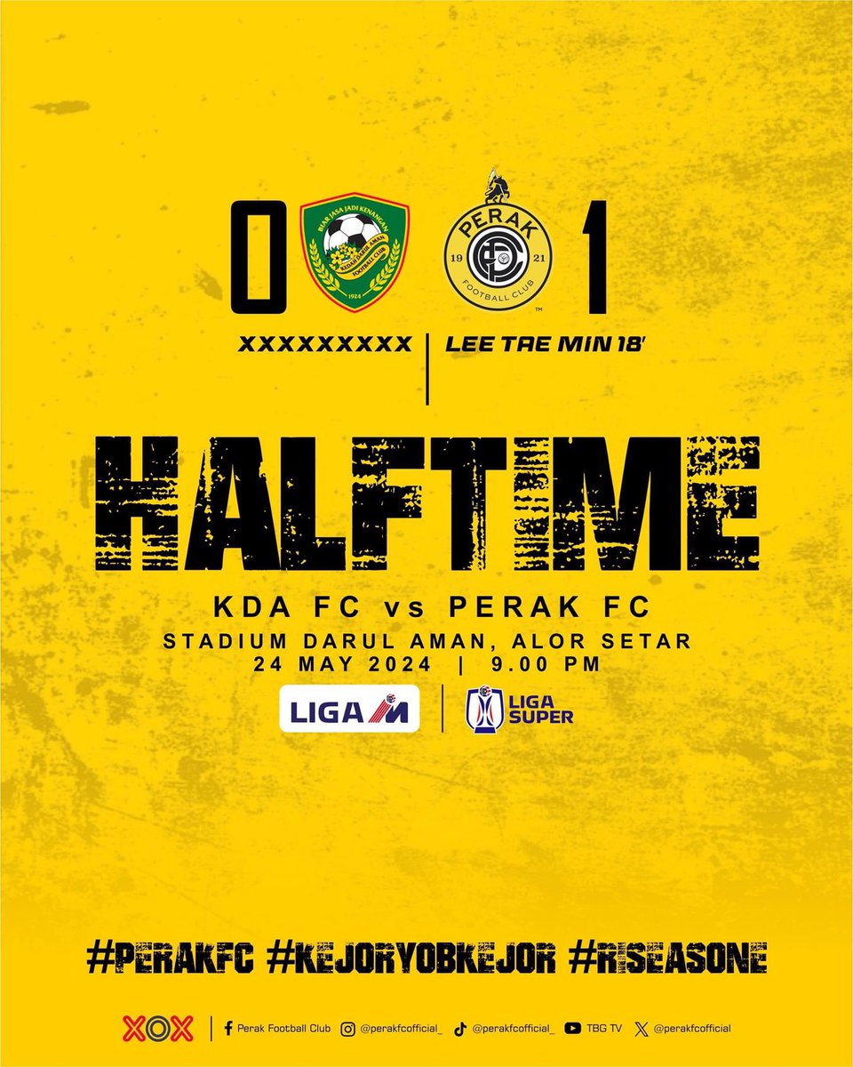 perakfcofficial's tweet photo. Tamat Separuh Masa Pertama Perlawanan
KDA FC (0) vs (1) PERAK FC
Lee Tae Min 18' (PRK)
🤍💛🖤
#KDAPRK https://t.co/FosGptYKvk