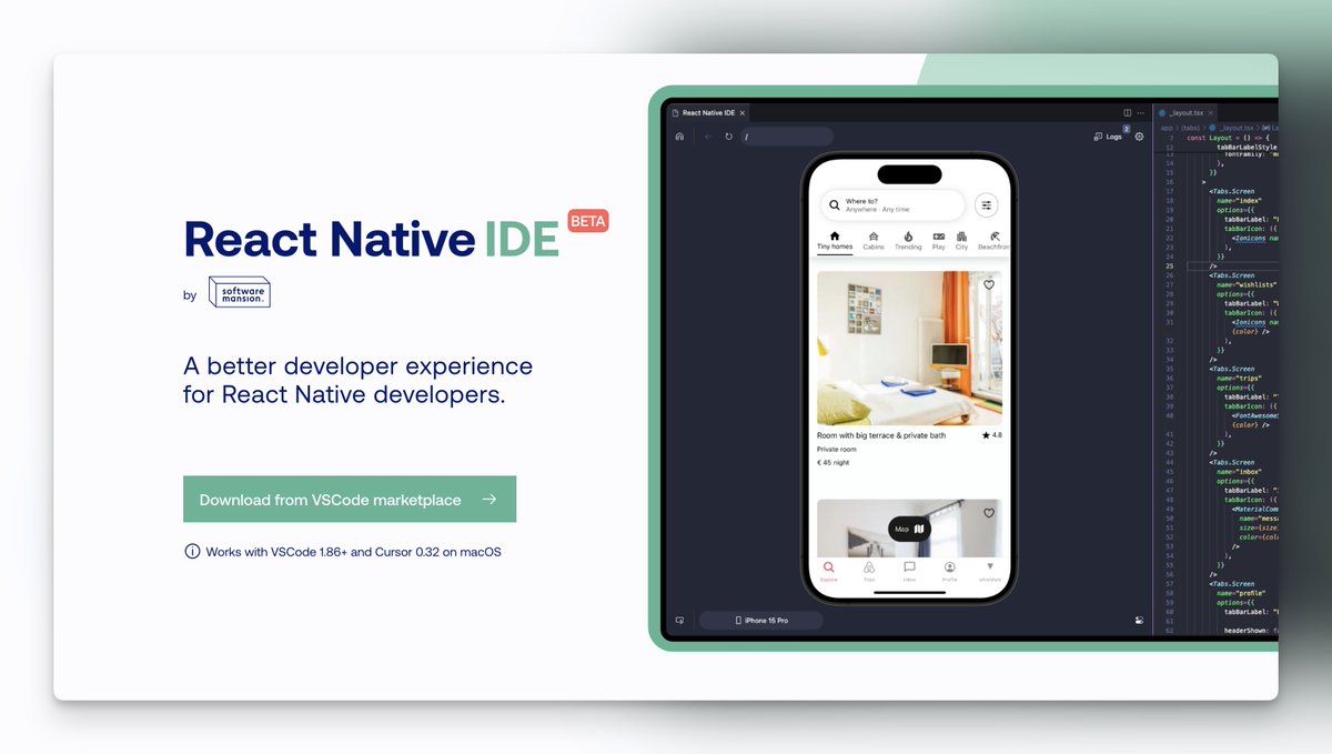 bidah's tweet image. React Native IDE is out and is only one vscode extension away. Bundle analyzer, toggle dark/light mode, screen recordings, inspector, breakpoints, log access, expo-router integration w/ url bar & history, 'preview action' runs components in isolation, click on views for hierarchy