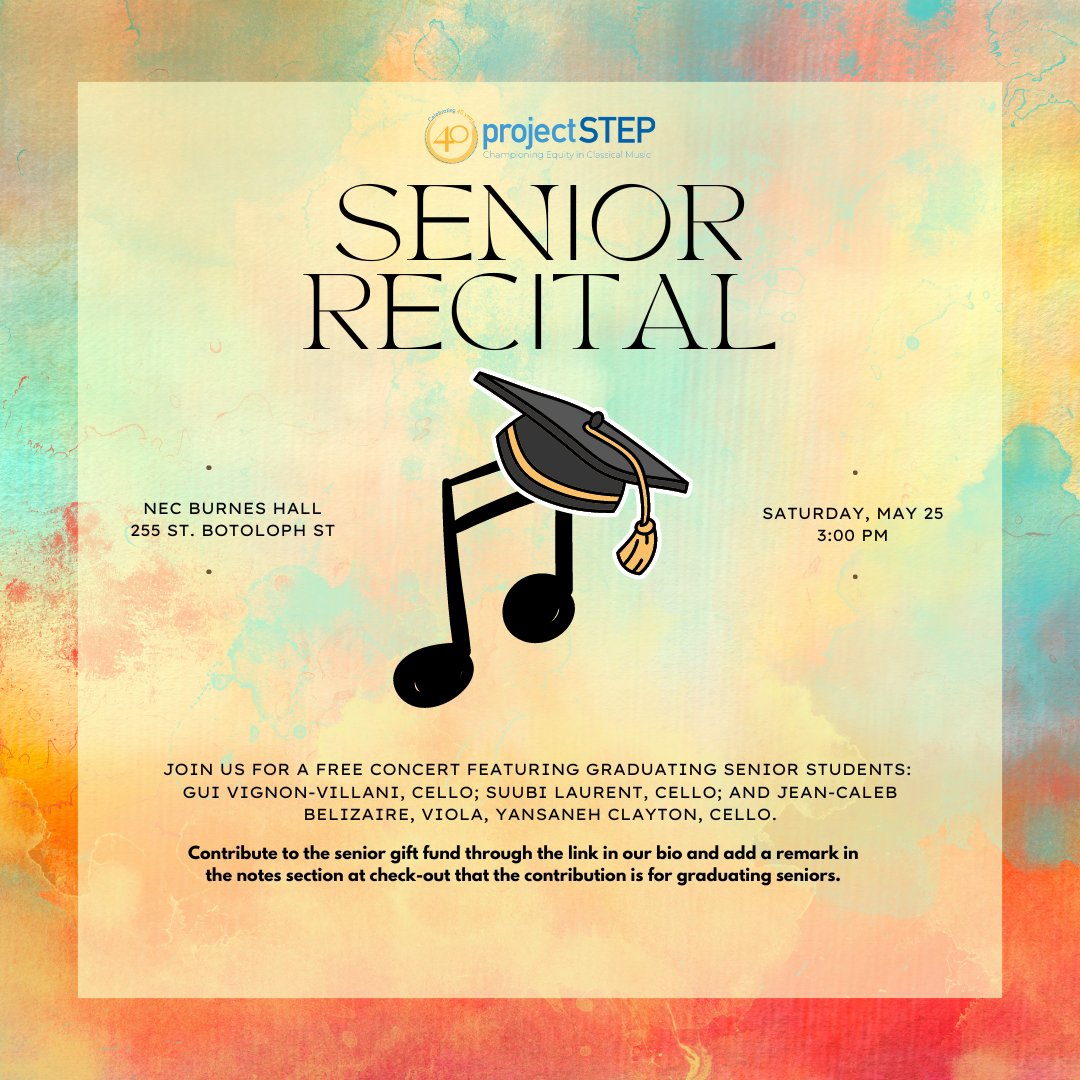 🎓🎶 Tomorrow, we celebrate our Graduating Seniors with a wonderful concert! Join us at 3:00 pm at NEC Burnes Hall as we send off these young musicians into a world full of hope and music.