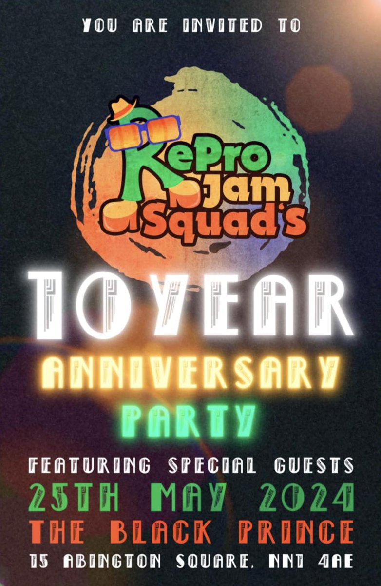 Your bank holiday continues with this gem on Saturday night, the 10th anniversary party of The RePro Jam Squad!! buytickets.at/thereprojamsqu…