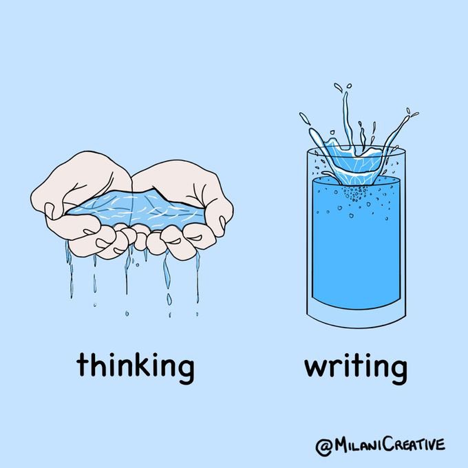 Thoughts are ephemeral—here and then gone forever. When you write, thoughts are crystalized—they become permanent and more importantly, they start to connect and build on each other. That’s why it’s so important to have a writing practice. It’s not an exaggeration to say that