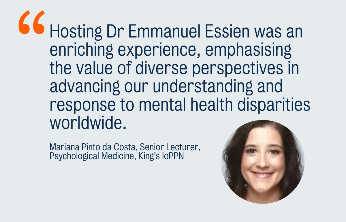 Dr Mariana Pinto da Costa and Dr Emmanuel Essien receive the Meade Collaboration Travel Grant in Epidemiology for their examination of 'Workforce migration and brain drain', a survey of early career psychiatrists in Nigeria. Read more: pubmed.ncbi.nlm.nih.gov/38572258/