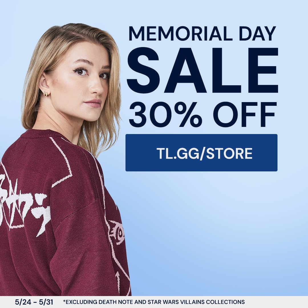 It's here! 🚀 Our Memorial Day sale has officially launched! Now's your chance to grab top-tier Team Liquid gear at unbeatable prices. 30% off SITEWIDE! 🗓️Sale ends on Friday, May 31st! Shop now! TL.GG/STORE TL.GG/STORE TL.GG/STORE