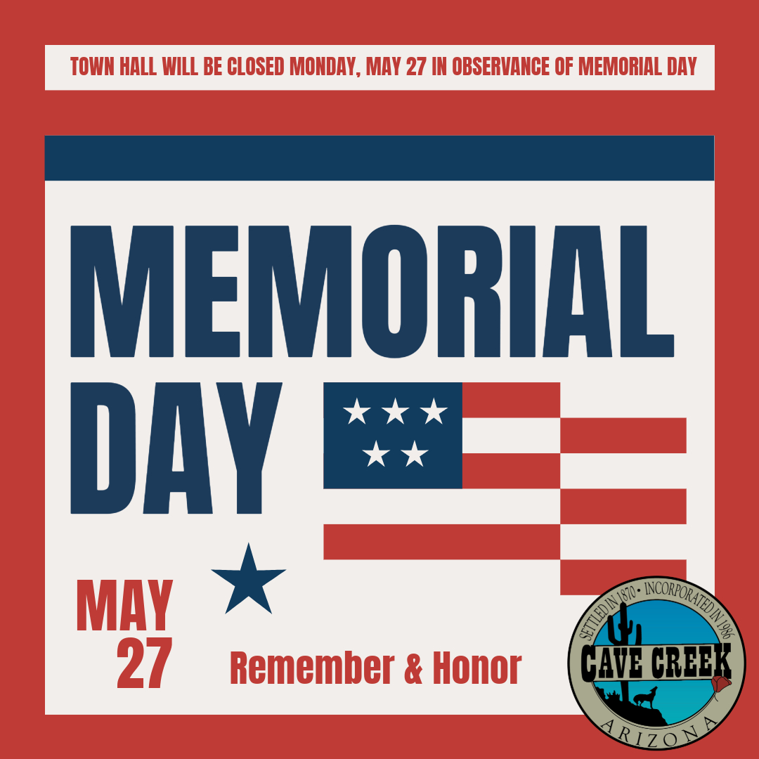 Town Hall will be closed on Monday, May 27 in observance of Memorial Day.