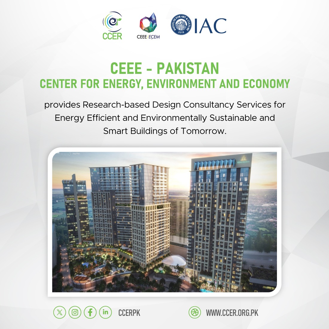 CEEE provides Research-based Design Consultancy Services for Energy Efficient and Environmentally Sustainable and Smart Buildings of Tomorrow.
ccer.org.pk

#climatecontrol #environmental #global #sustainable #development #consultancy #design #research l 
#iacofficials