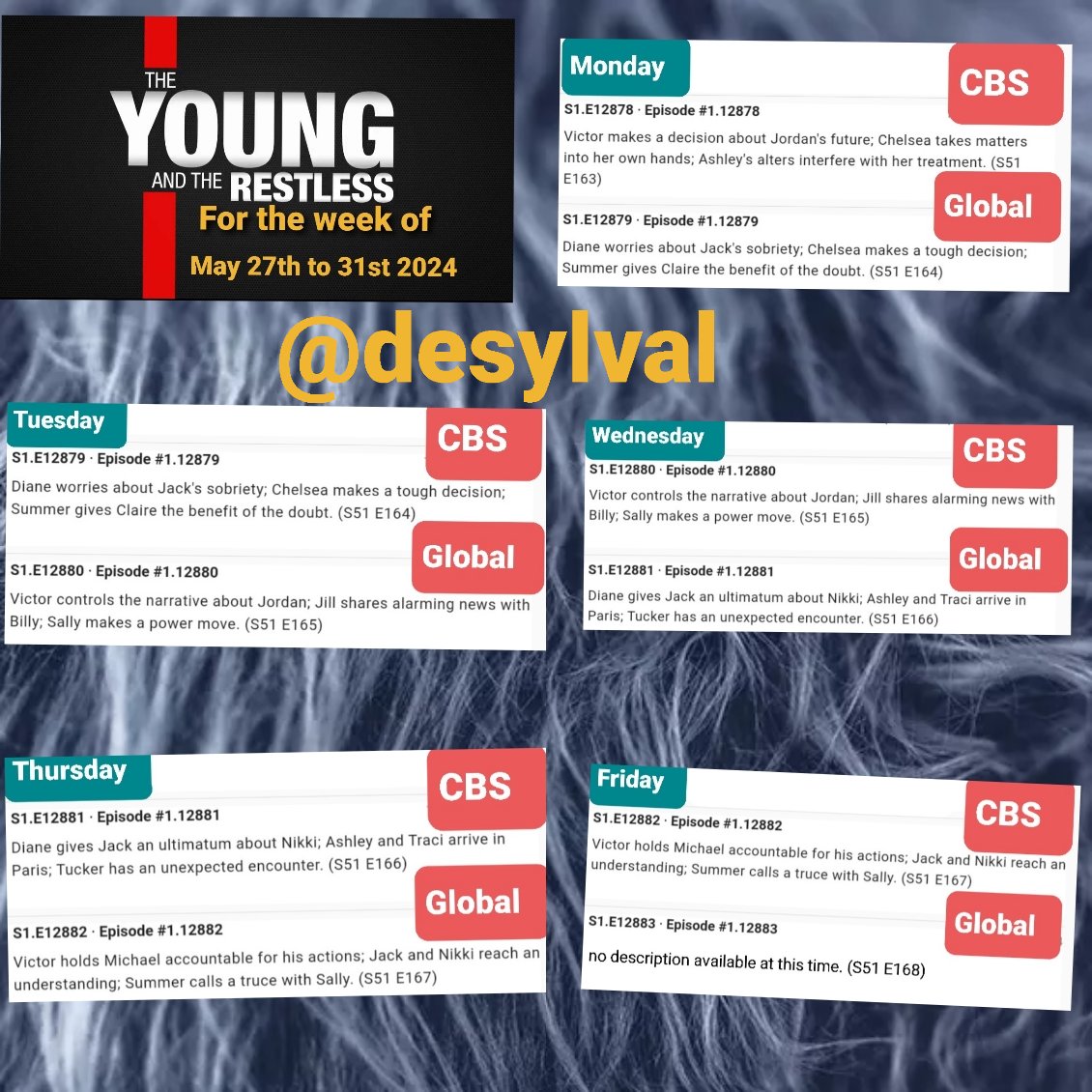 #yr Next Week on The Young and the Restless daily descriptions