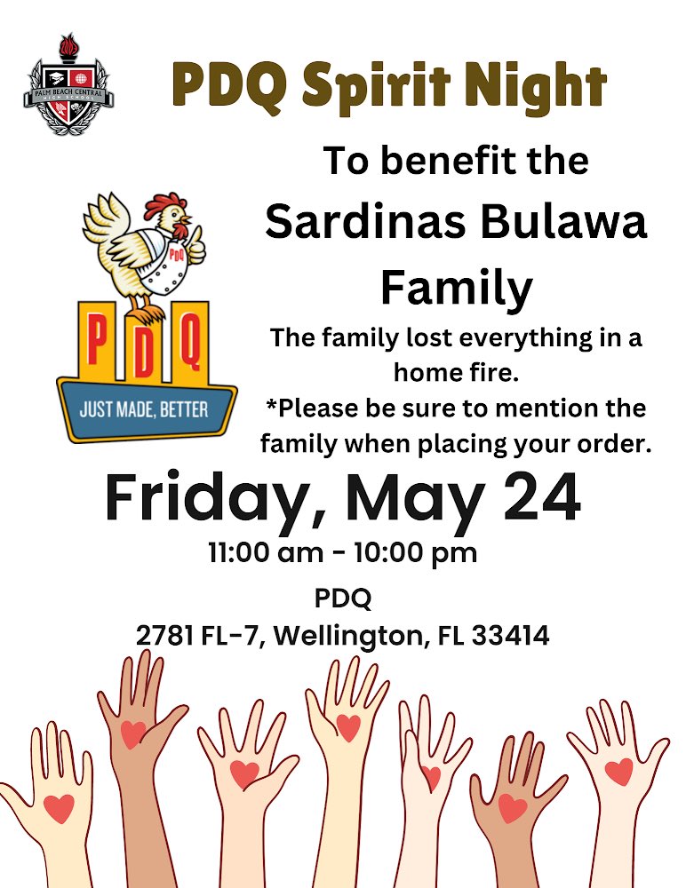 Today the PDQ in Wellington will be donating a portion of the proceeds to a family from our school who lost their home and everything inside in a fire. Just mentioned the Sardina Bolawa family fundraiser at checkout.
