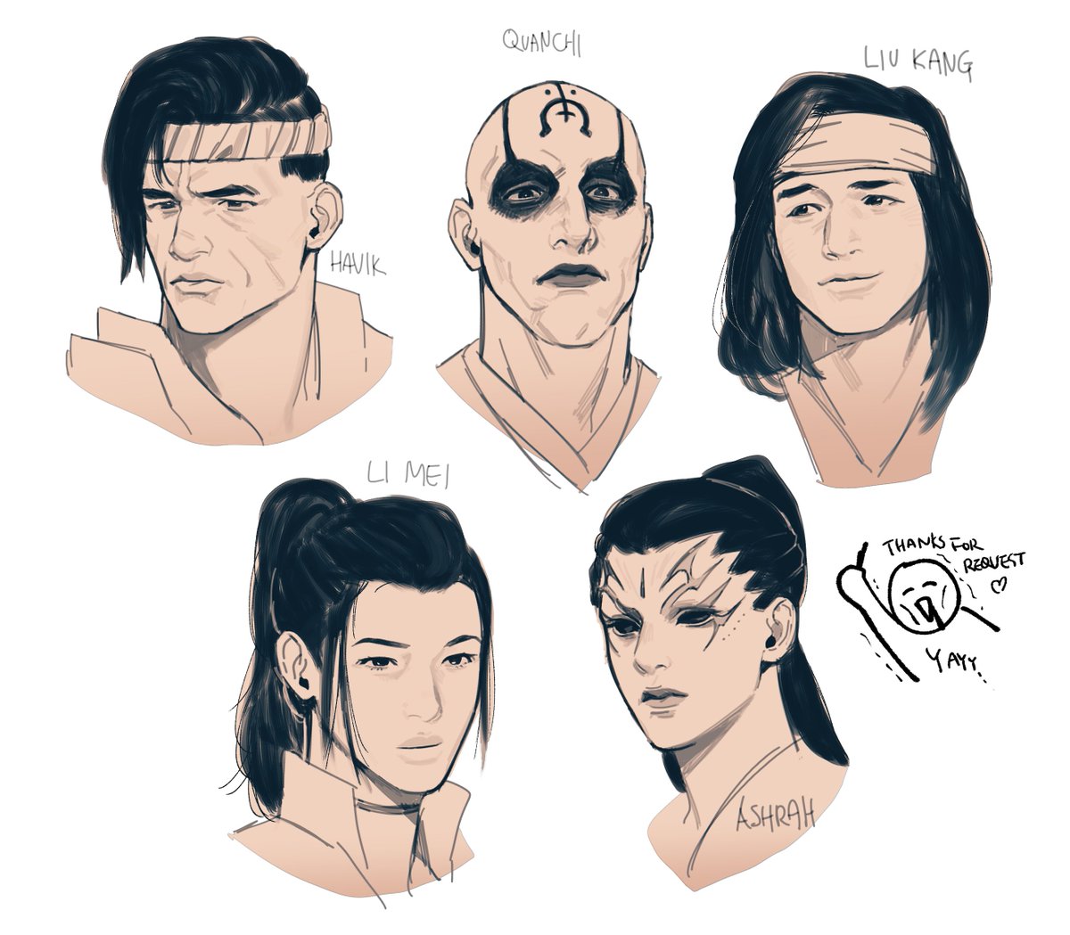 I got requested 5characters so I just drew only head🤧
#mortalkombat