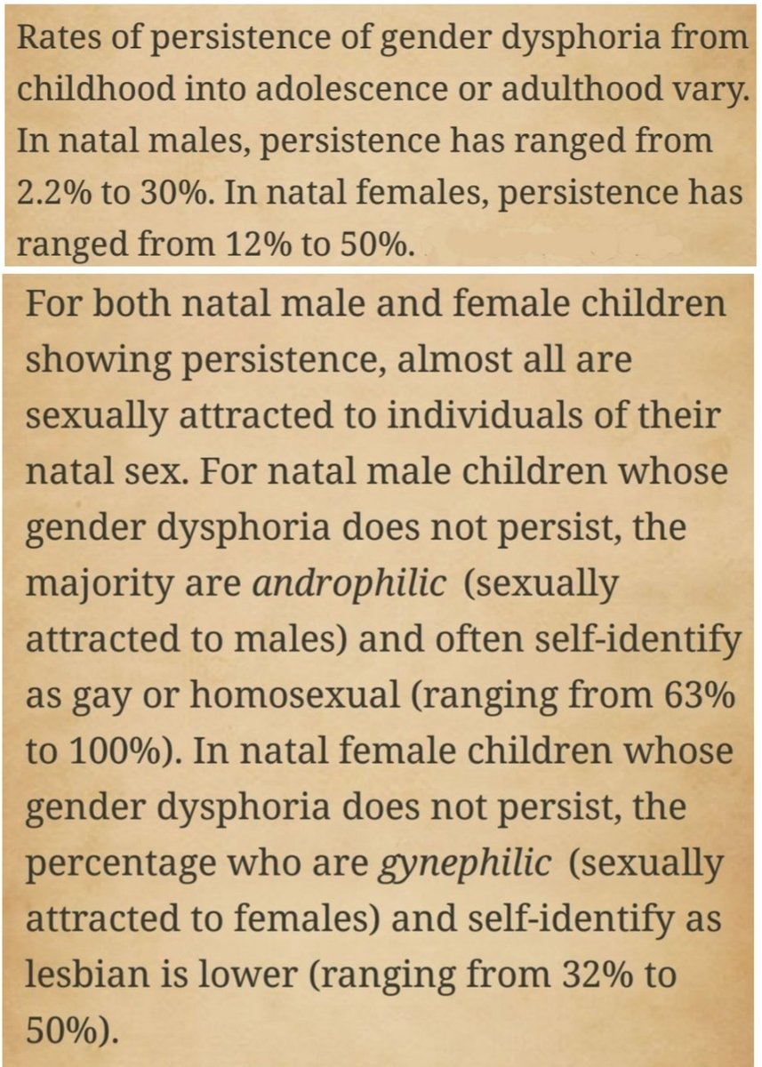 @joshythemad @VerseusGreekus @voskat55 @MrMennoTweets @MAMelby The section I screenshot of the DSM-5 isn't about sexual orientation in of itself but about the sexual orientation of specifically trans-identifying people. The DSM-5 states most 'trans kids' are homosexual & that most grow out of it (so clearly trans isn't innate):