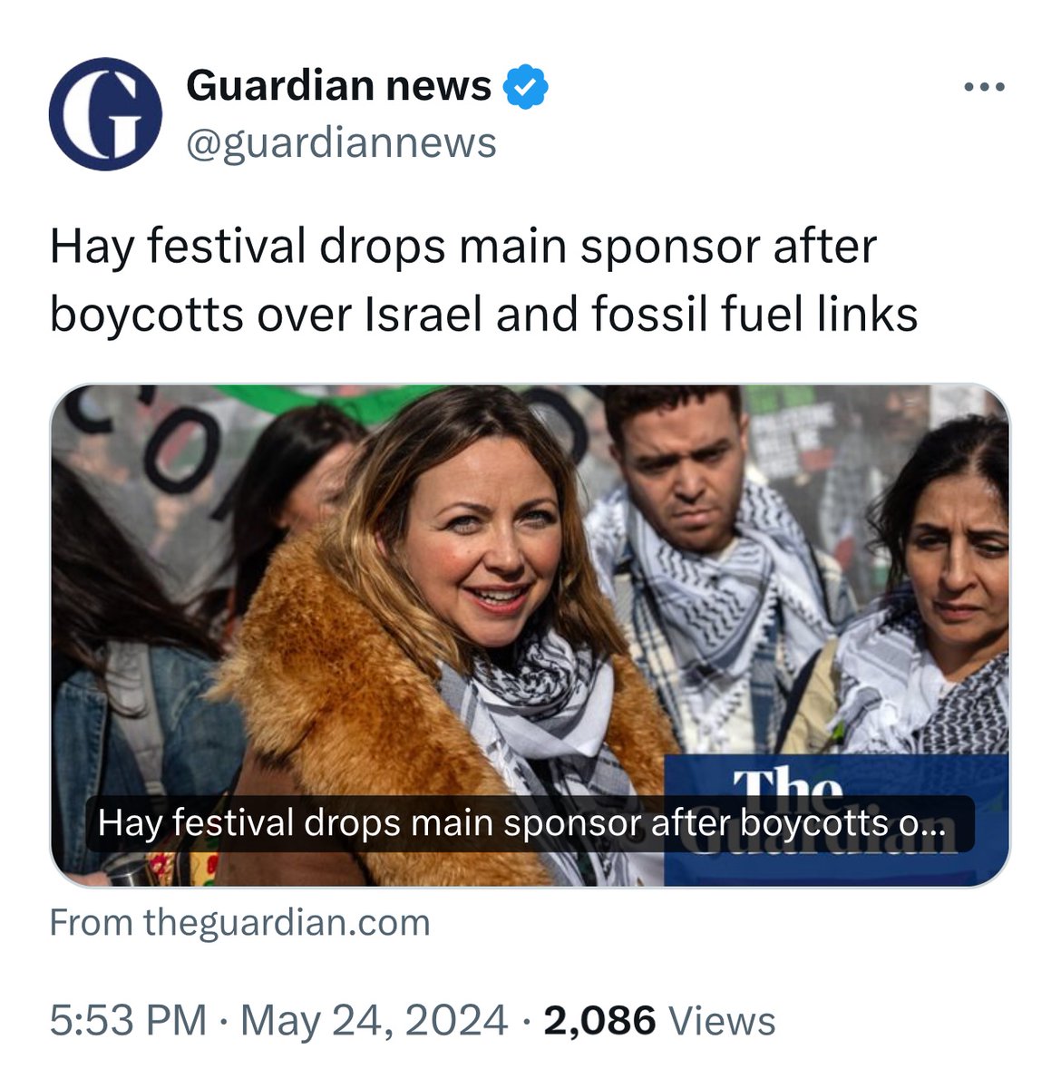 Well done Charlotte Church, Nish Kumar and everyone else who boycotted Hay Festival over Baillie Gifford’s sponsorship 👏👏