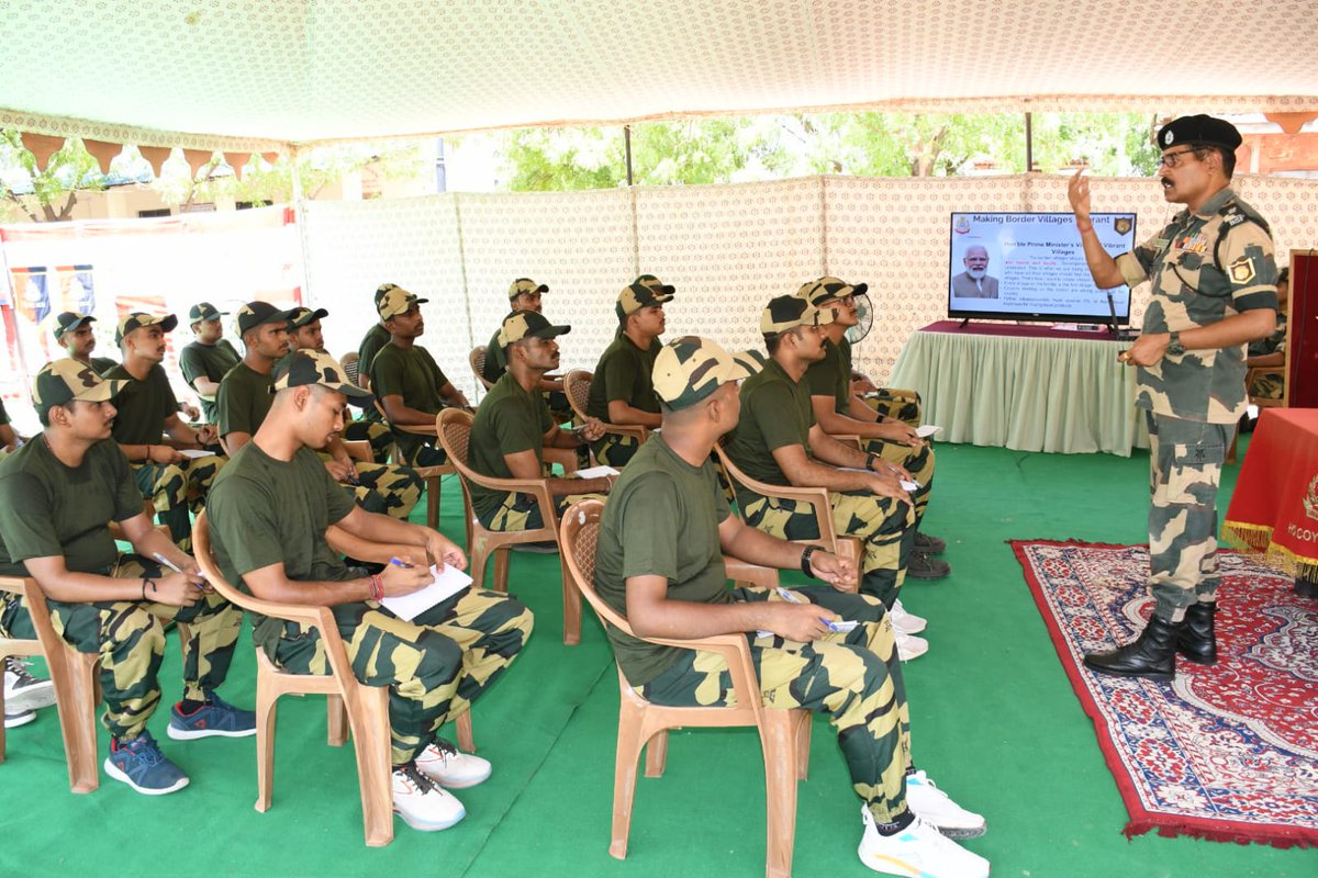 BSF_Gujarat's tweet photo. 𝐁𝐒𝐅 𝐁𝐨𝐨𝐭 𝐂𝐚𝐦𝐩 

On 24th May 2024, the fifth edition of 3 days #BSF Boot Camp commenced at Suigam, Dist Banaskantha, Gujarat for 20 students from Rashtriya Raksha University, Gandhinagar, Gujarat. The programme kicked off with sessions focusing on the organisation and overall functioning of @BSF_India. It also covers other aspects such as introduction to weapons and training activities aimed at giving first hand experience to the participants about border management and life in BSF. This initiative also aspires to inculcate leadership qualities and impart valuable life skills to the participating students. The BSF Boot Camp will empower the youth, nurture future leaders, and contribute towards nation building.

#BSFBootCamp
#YouthEmpowerment
#NationBuilding
#RashtriyaRakshaUniversity