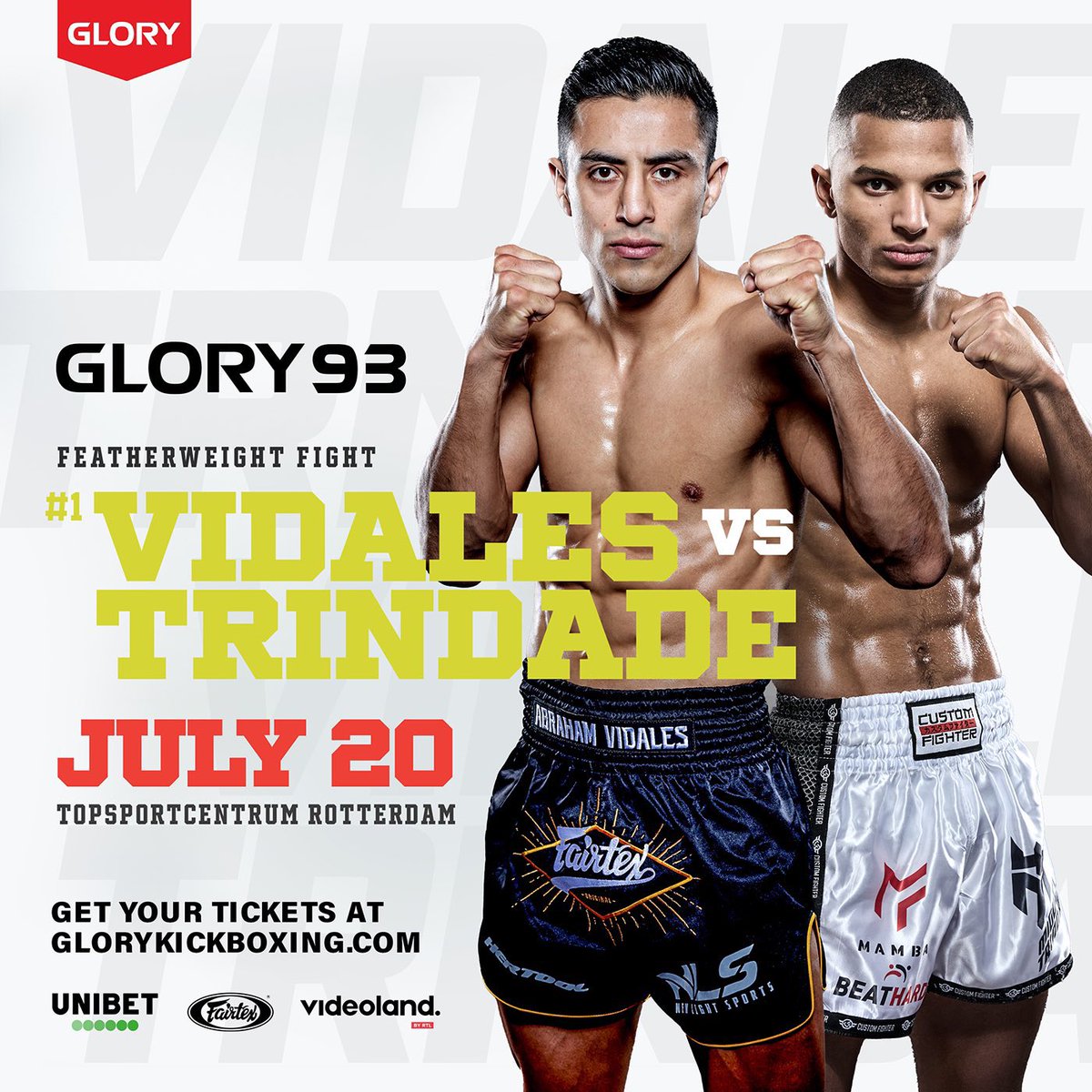 Abraham Vidales vs. Miguel Trindade is set to fight #GLORY93 on July 20th. (via @GLORY_WS)