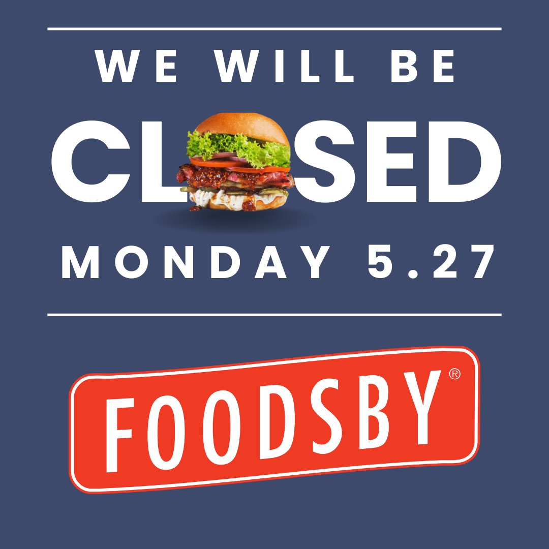 As a reminder, we will be closed for deliveries on Monday, May 27 in observance of Memorial Day.