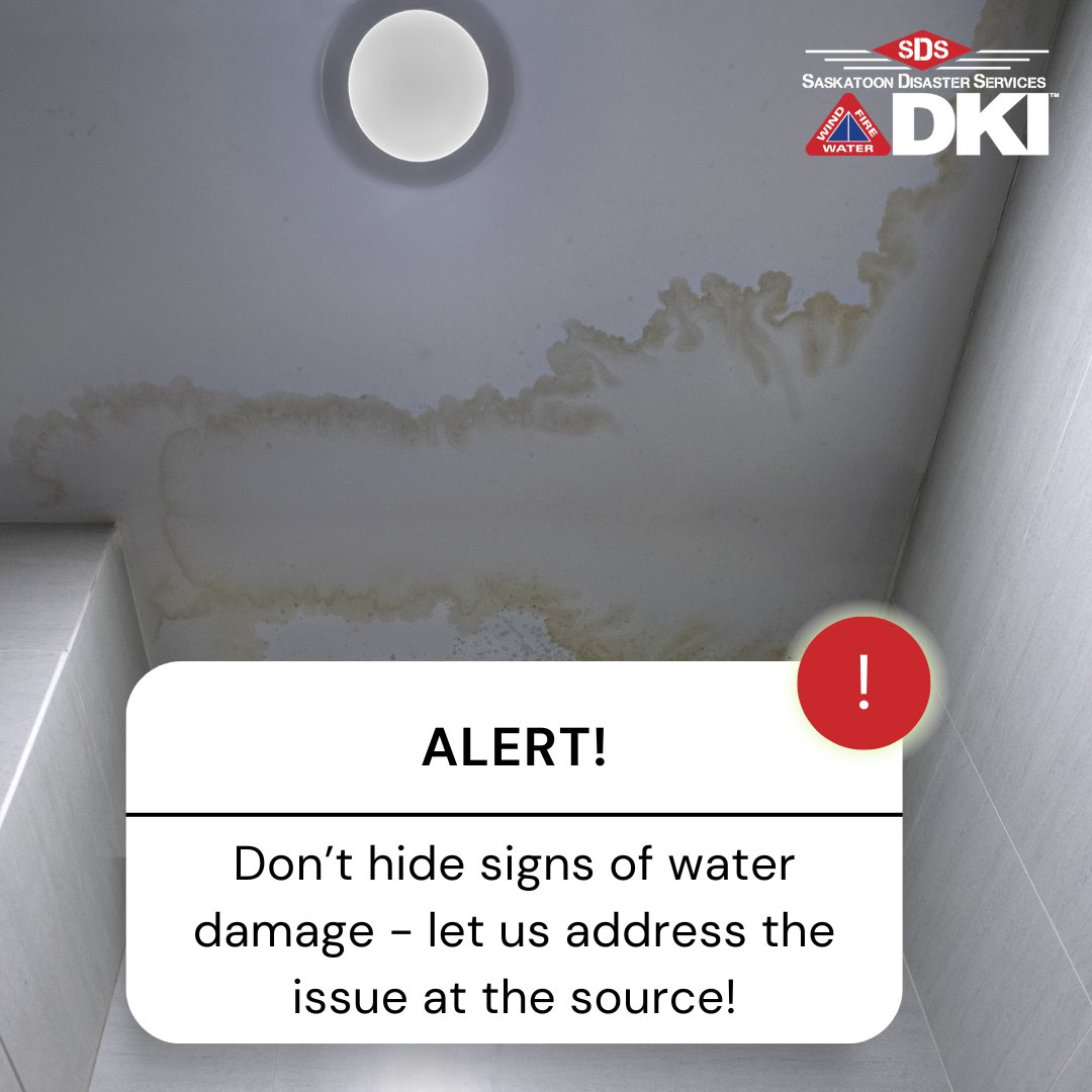 Water stains are not just a cosmetic issue!

Water damage can lead to mould, structural damage and health risks. So, don't just cover up unsightly water stains, let the restoration experts at DKI – SDS address the underlying issue.

For more info, visit saskatoondisasterservices.com