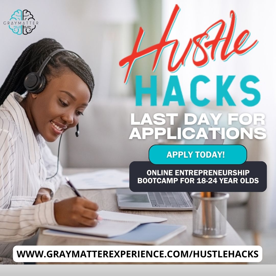 Are you a visionary aged 18-24 with a side hustle you want to turn into a full-fledged business? Our 8-week virtual Hustle Hacks program is the stepping stone you need! Apply today graymatterexperience.com/hustlehacks

#HUSTLE #TGME