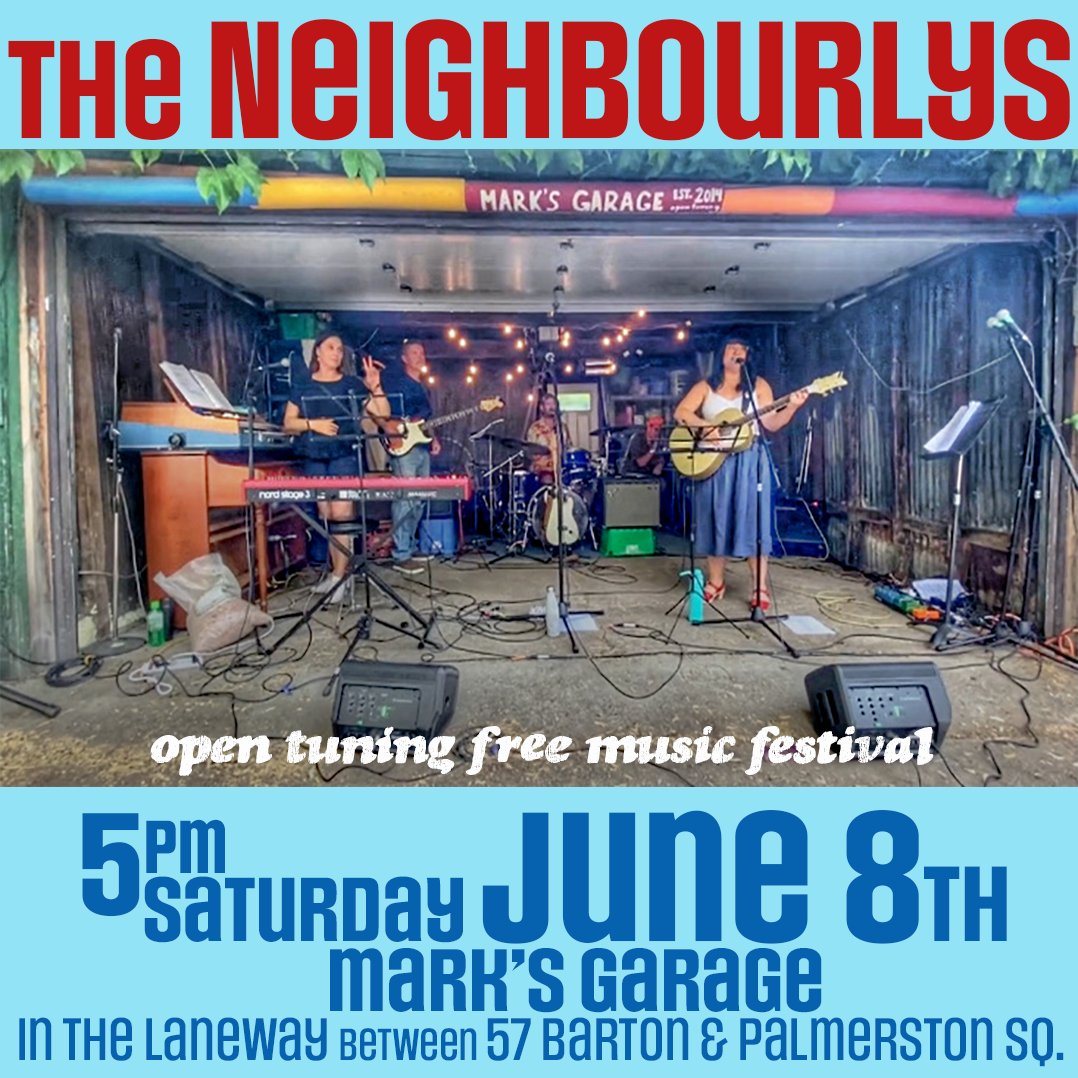 Back by popular demand! Mark's Garage will have music all day, including a performance by perennial favourites The Neighbourlys, taking the stage at 5:00 pm.#opentuning2024 opentuning.org