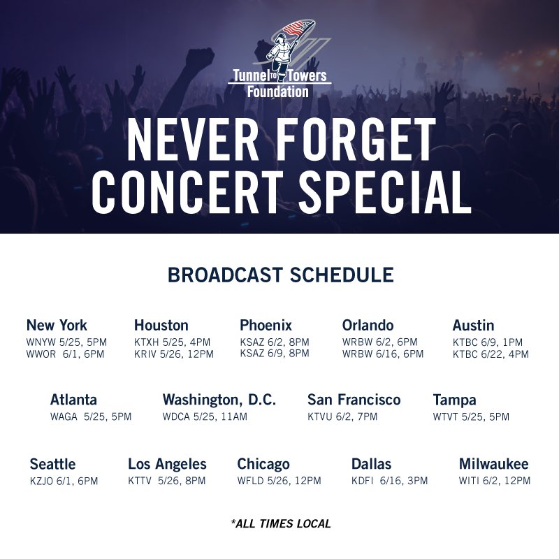 I was honored to participate in Tunnel to Towers Never Forget Special with Jelly Roll &amp; Lainey Wilson from Billy Bob's Texas. We must take care of the men &amp; women who sacrifice for us, and care for their families when they leave them behind.  Here's how to watch &amp; support T2T: