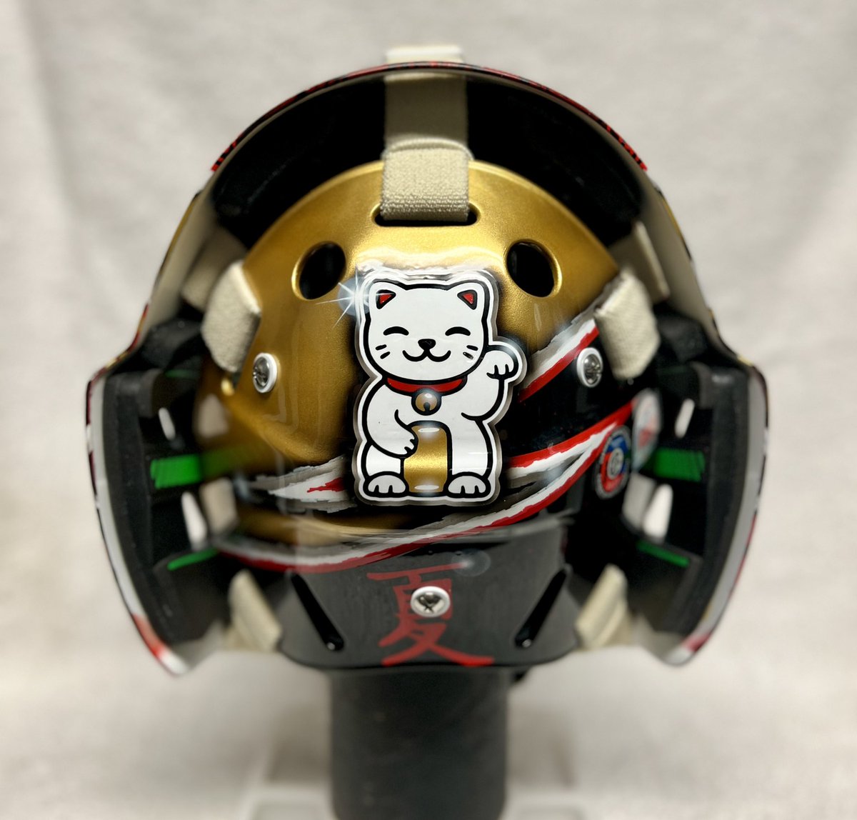 Always a pleasure to work with local goalies especially the Schapper brothers! Alex is all set for this coming season with his Fu Dog themed mask. Best of luck buddy!!! #NoWhiteBuckets #HHdFamily