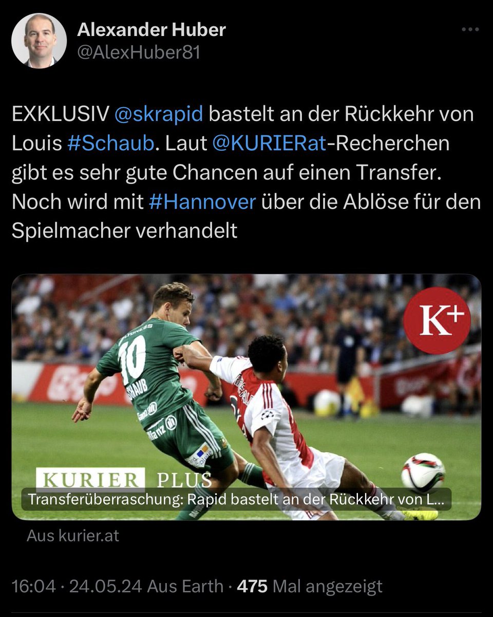 Es scheint heute ein guter Tag zu sein!

#skrapid #scr2024 #Schöller #Schaub