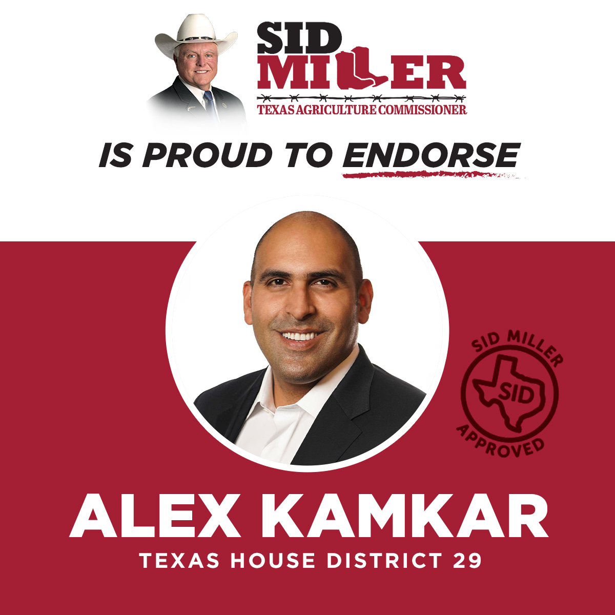 MillerForTexas's tweet image. Today is the last day of early voting!

If you live in HD29 or know someone who does, please support conservative @AlexKamkarTX!

#txlege #txgop #runoff