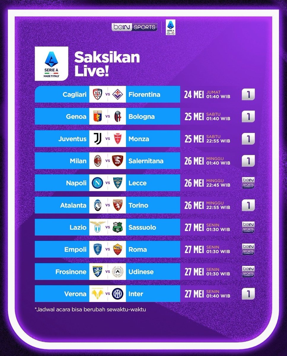 Jadwal Pekan terakhir #Laliga & #SerieA