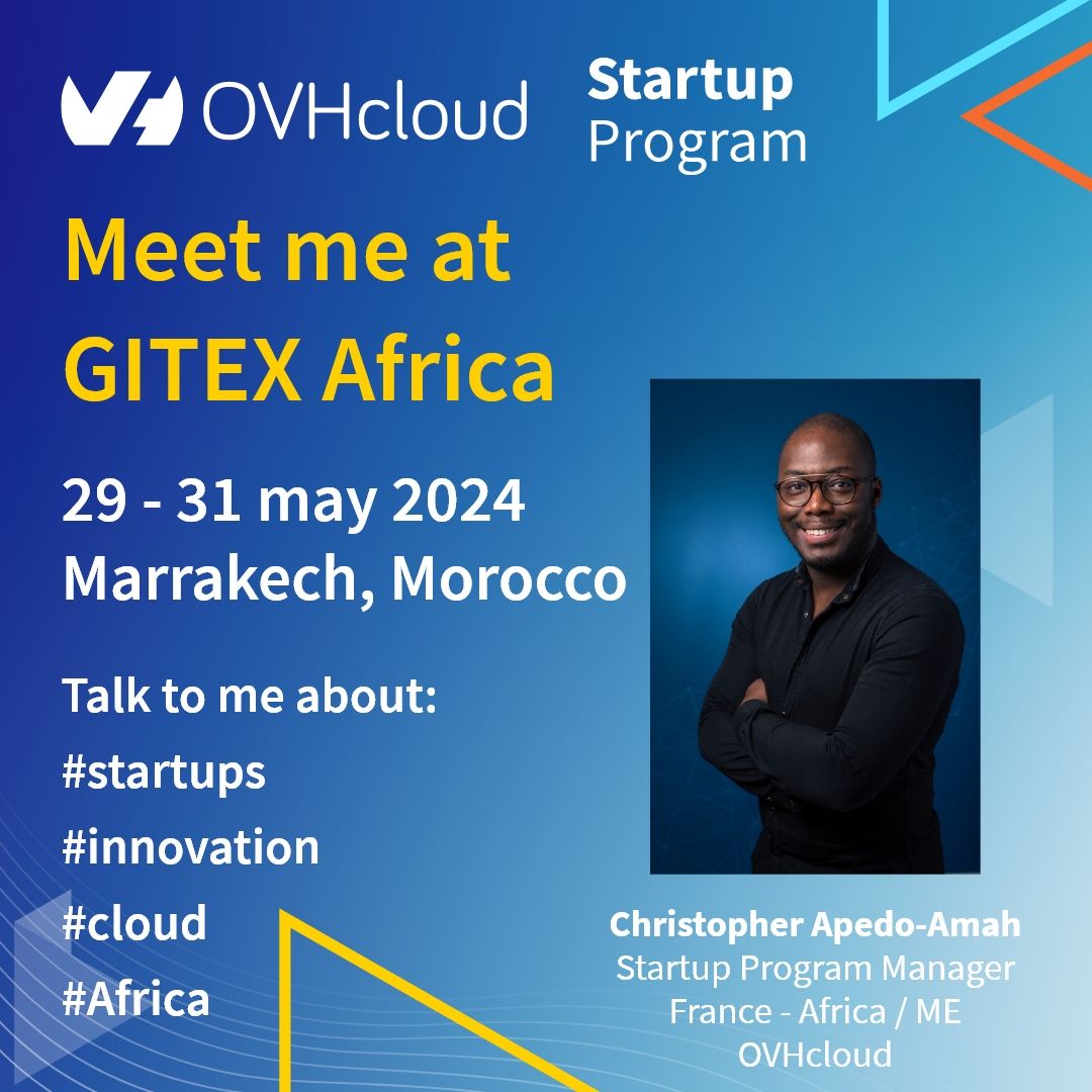 After a successful participation at GITEX AFRICA 2023, Chris is excited to be back for the 2024 edition! We've got some great announcements to share with you, and you'll have the chance to discover the OVHcloud Startup Program and meet members of our teams on site.