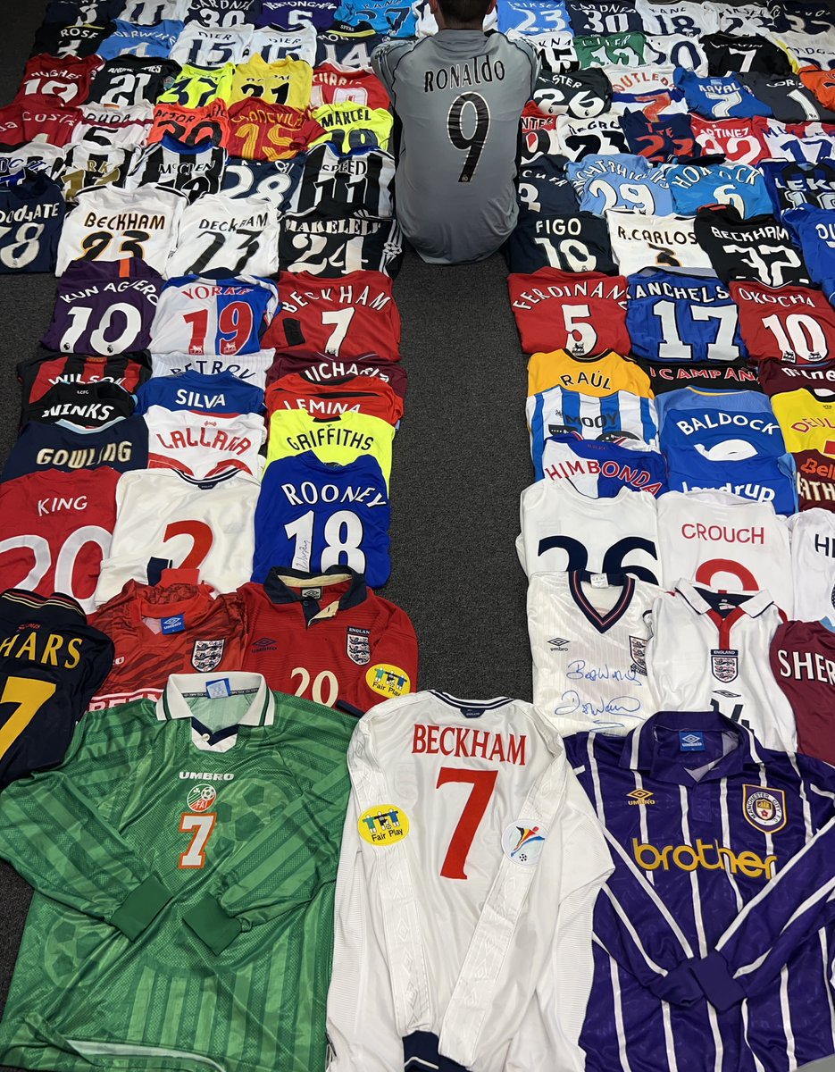 Check out this insane number of match-worn and player-issue shirts that will hit the site in June! This is the combination of 2 collections I've recently acquired to be sold on the site. The oldest is a 1986 Des Walker England shirt, through to shirts from the 2018/2019 Premier